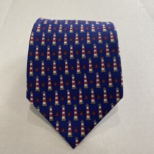 Robert of Boston Men's Tie 100% Silk Lighthouse Print